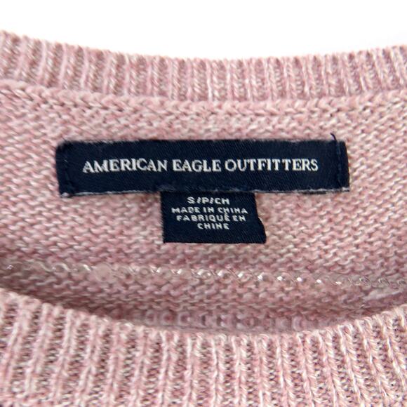 American Eagle Dusty Rose Pink Knit Open Shoulder Knit Sweater Small Cozycore - Picture 4 of 5